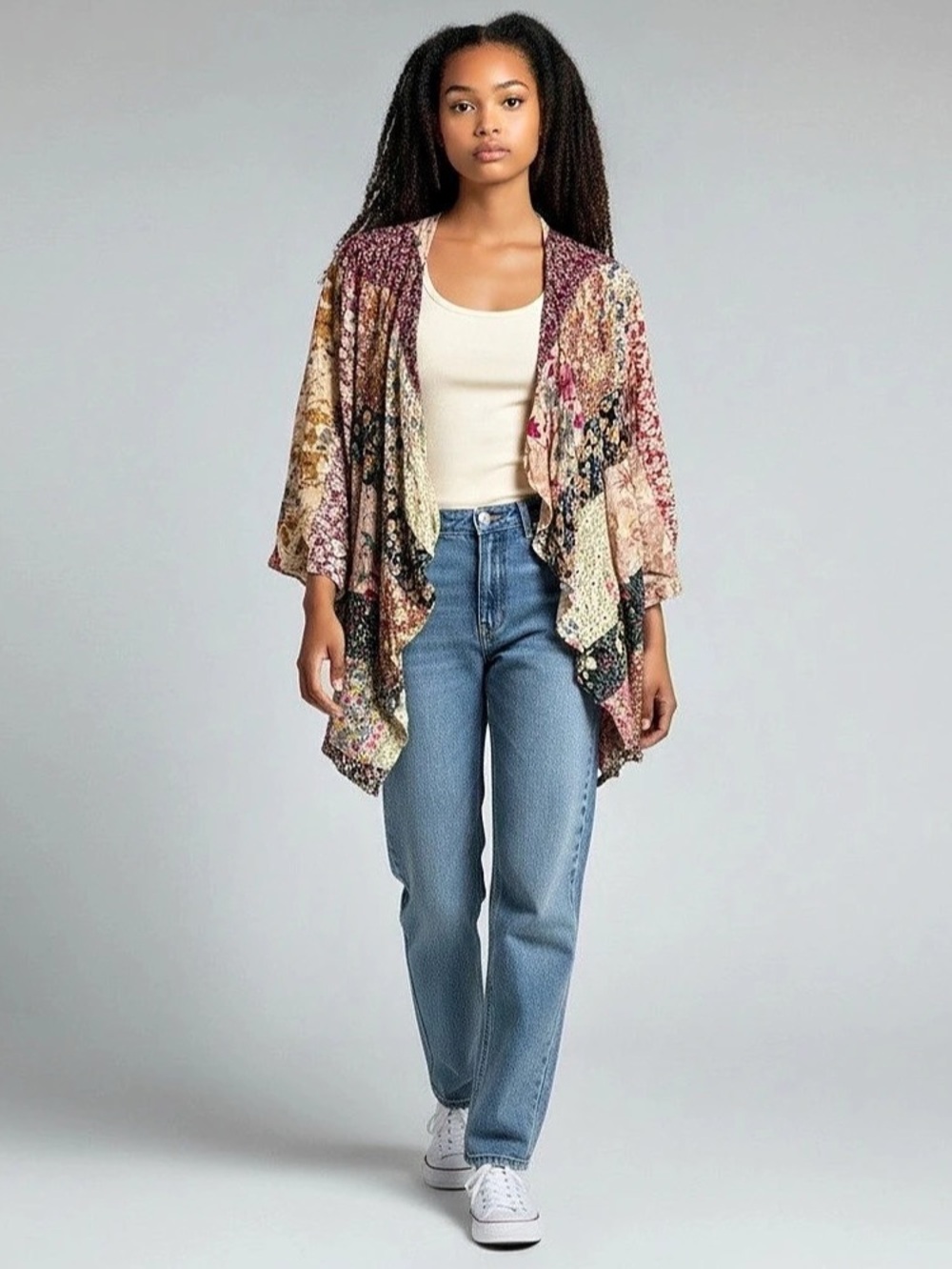 Young Threads Floral Patchwork Kimono